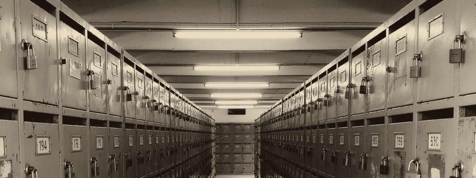 A corridor of archive drawers, from the ETG GP September Intensive art bank